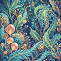 Thumbnail for Mystical Botanical Fantasy, 50x50 cm timanttimaalaus – lopullisen kuvion esikatselu