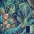 Thumbnail for Mystical Botanical Fantasy, 50x50 cm timanttimaalaus – lopullisen kuvion esikatselu ja lähikuva neliönmuotoisista timanteista