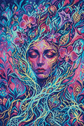 Thumbnail for Mystical Floral Spirit Portrait, 40x60 cm timanttimaalaus – koko kuvion esikatselu ilman lähikuvaa