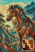 Thumbnail for Mystical Ornate Horse in Ruins, 40x60 cm timanttimaalaus – lopullisen kuvion esikatselu ja lähikuva neliönmuotoisista timanteista