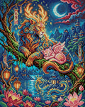 Thumbnail for Mythical Lion and Winged Cat Night, 40x50 cm timanttimaalaus – koko kuvion esikatselu ilman lähikuvaa