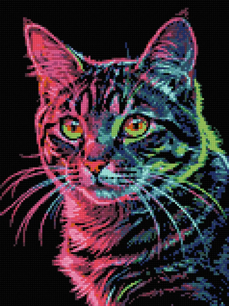 Timanttikuvio - Neon Cat Portrait