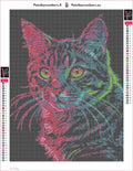 Thumbnail for Neon Cat Portrait timanttimaalauksen liimapintainen canvas 30x40cm