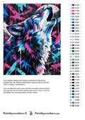 Thumbnail for Numeromaalaus: Värikartta ja ohjeet - Neon Graffiti Wolf 40x50cm