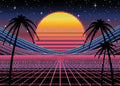 Thumbnail for Neon Horizon Synthwave, 70x50 cm timanttimaalaus – lopullisen kuvion esikatselu