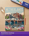 Thumbnail for Valmiin numeromaalauksen havainnekuva - Netherlands Travel Poster 40x50cm