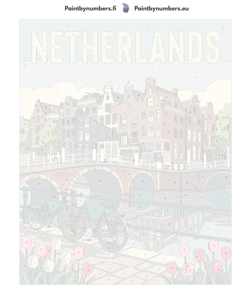 Numeroitu kangas - Netherlands Travel Poster 40x50cm