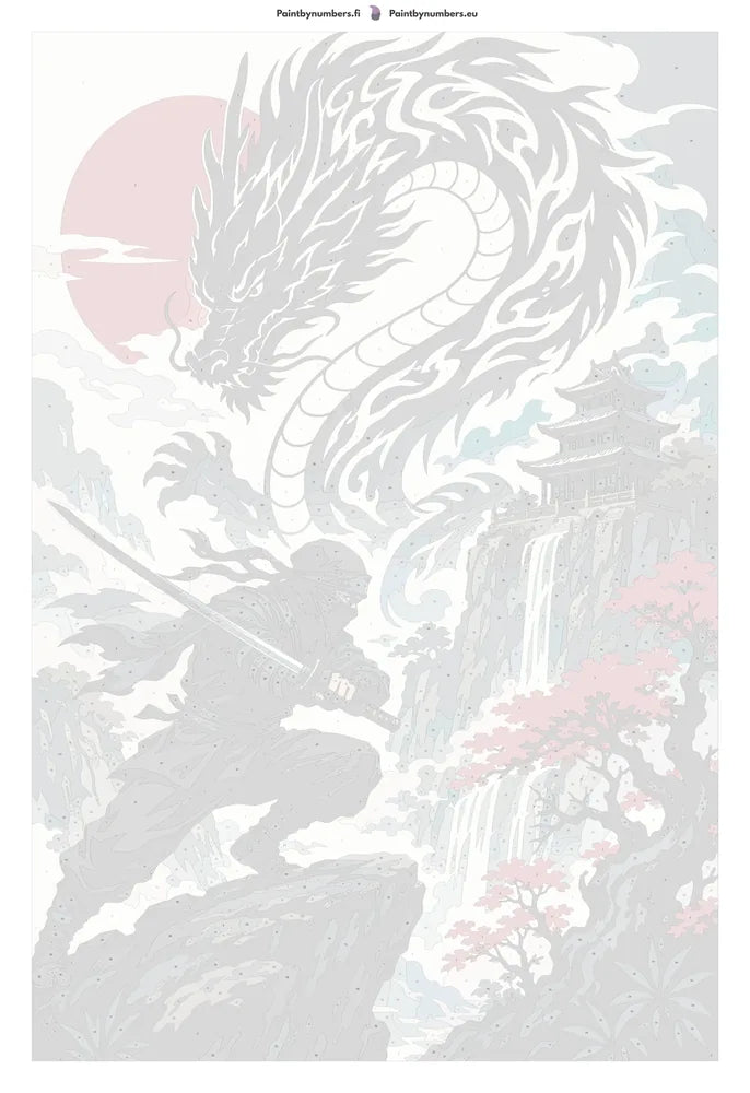 Numeroitu kangas - Ninja and Dragon Cliff 40x50cm
