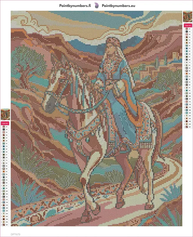 Noble Woman Riding Horse timanttimaalauksen liimapintainen canvas 40x50cm