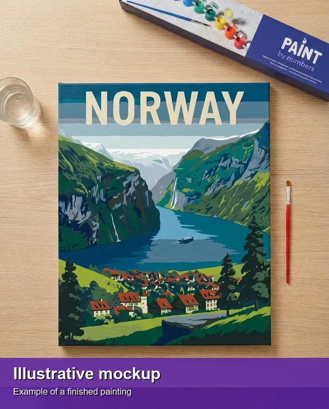 Valmiin numeromaalauksen havainnekuva - Norway Travel Poster 40x50cm