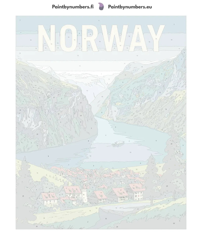 Numeroitu kangas - Norway Travel Poster 40x50cm