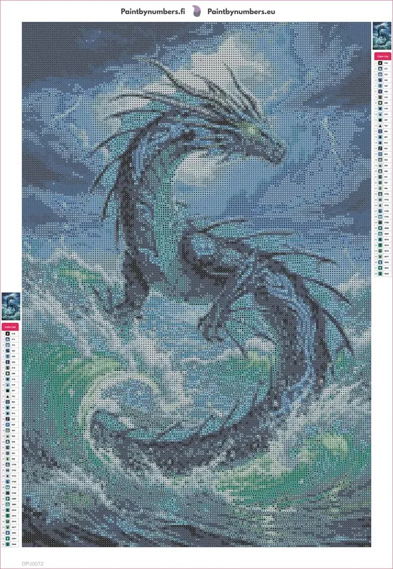 Ocean Dragon timanttimaalauksen liimapintainen canvas 40x60cm