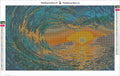 Thumbnail for Ocean Sunset Wave timanttimaalauksen liimapintainen canvas 50x30cm