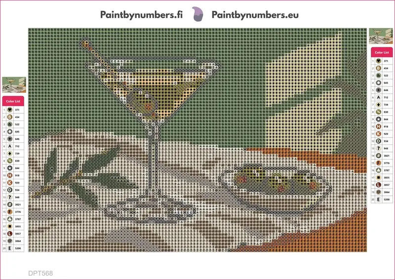 Olive Glass on Linen timanttimaalauksen liimapintainen canvas 30x20cm