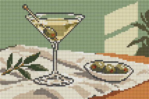 Olive Glass on Linen, 30x20 cm timanttimaalaus – lopullisen kuvion esikatselu