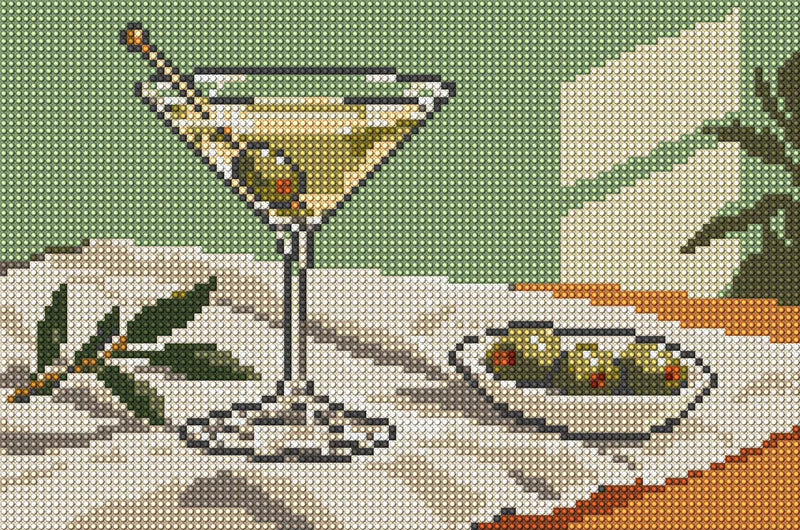 Olive Glass on Linen, 30x20 cm timanttimaalaus – koko kuvion esikatselu ilman lähikuvaa