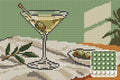 Thumbnail for Olive Glass on Linen, 30x20 cm timanttimaalaus – lopullisen kuvion esikatselu ja lähikuva pyöreistä timanteista