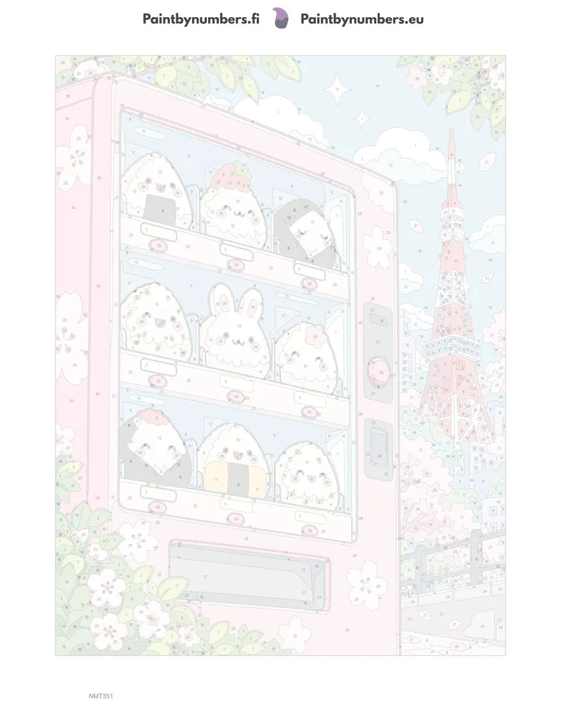 Numeromaalaus: Numeroitu kangas - Onigiri Vending Machine 30x40cm