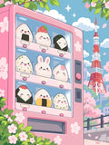 Thumbnail for Onigiri-riisikolmiot automaatissa ja kirsikankukat numeromaalaus