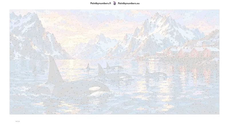 Numeromaalaus: Numeroitu kangas - Orcas in the Fjord 80x40cm