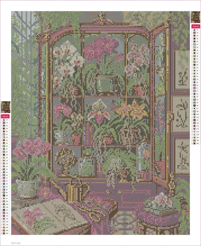 Orchid Cabinet of Curiosities timanttimaalauksen liimapintainen canvas 40x50cm