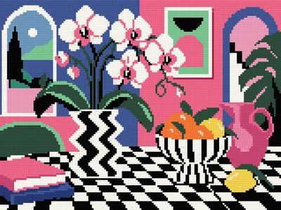 Orchid Disco Still Life, 40x30 cm timanttimaalaus – lopullisen kuvion esikatselu