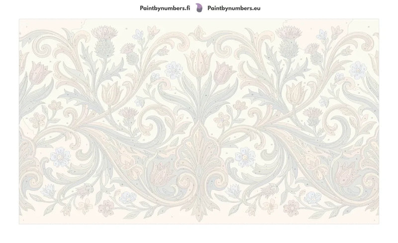 Numeroitu kangas - Ornamental Flowers Pattern 70x40cm
