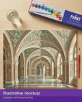 Thumbnail for Valmiin numeromaalauksen havainnekuva - Ornate Arched Hallway 50x40cm