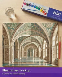 Thumbnail for Valmiin numeromaalauksen havainnekuva - Ornate Arched Hallway 50x40cm