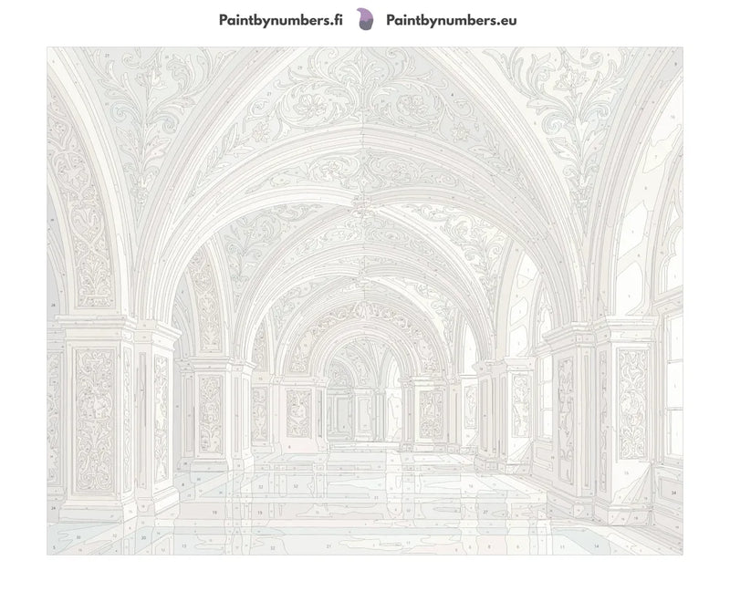 Numeroitu kangas - Ornate Arched Hallway 50x40cm