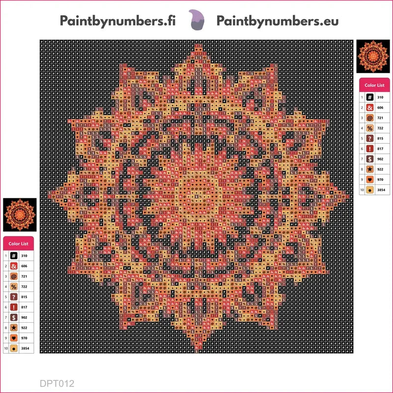 Ornate Star Pattern timanttimaalauksen liimapintainen canvas 20x20cm