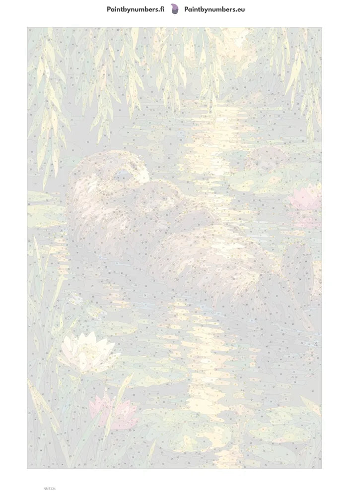 Numeromaalaus: Numeroitu kangas - Otter Family 40x60cm