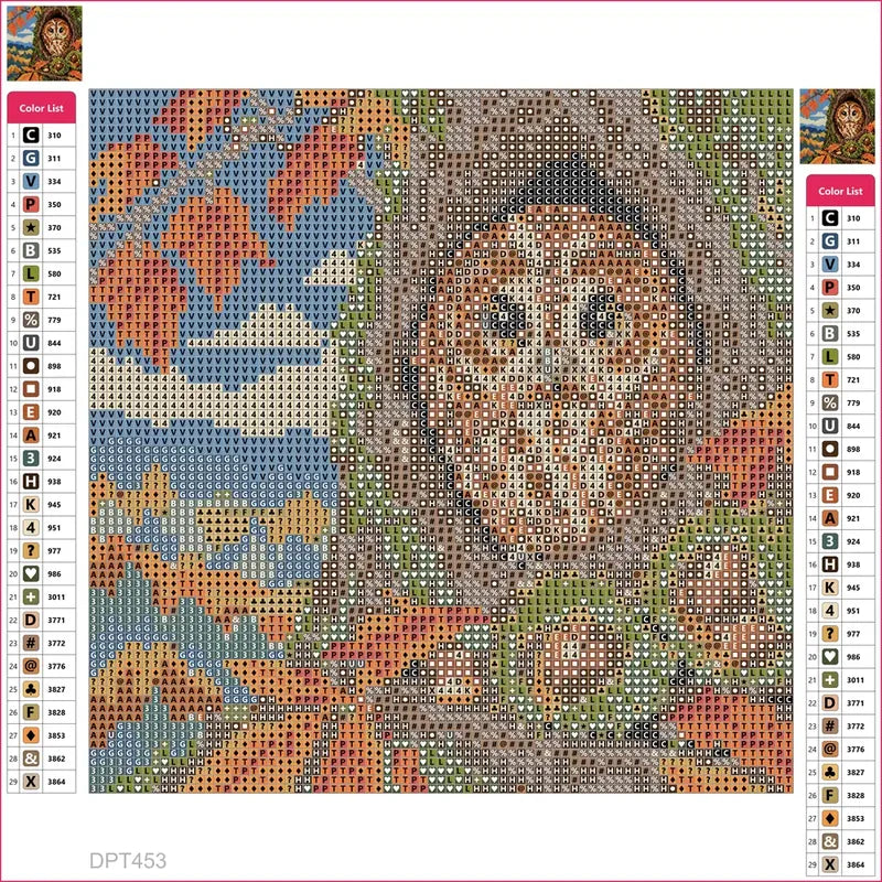 Owl in the Chestnut Hollow timanttimaalauksen liimapintainen canvas 20x20cm