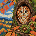 Thumbnail for Owl in the Chestnut Hollow, 20x20 cm timanttimaalaus – koko kuvion esikatselu ilman lähikuvaa