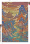 Thumbnail for Pagoda in the Mountains timanttimaalauksen liimapintainen canvas 40x60cm