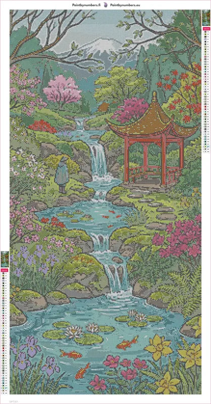 Pagoda Stream timanttimaalauksen liimapintainen canvas 50x100cm