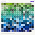 Thumbnail for Paint by numbers acrylic paint colour chart: greens, teals and blues, 3 of 4