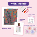 Thumbnail for Paint Splash Elephant 40x50cm timanttimaalauspaketin sisalto: liimapintainen canvas, varikartta, tyokalut ja timanttipussit