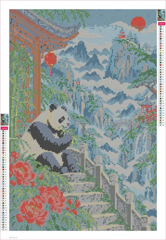 Panda above the Cloud Stair timanttimaalauksen liimapintainen canvas 40x60cm