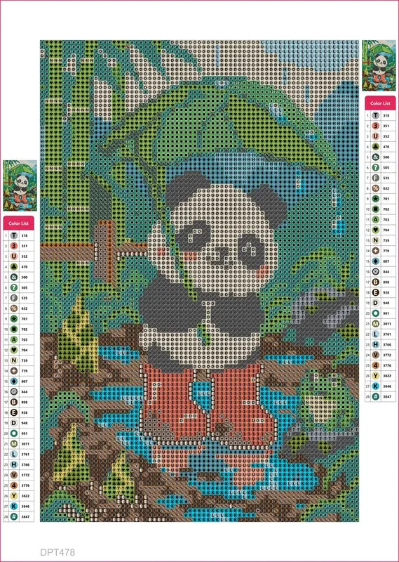 Panda Cub in the Rain Boots timanttimaalauksen liimapintainen canvas 20x30cm