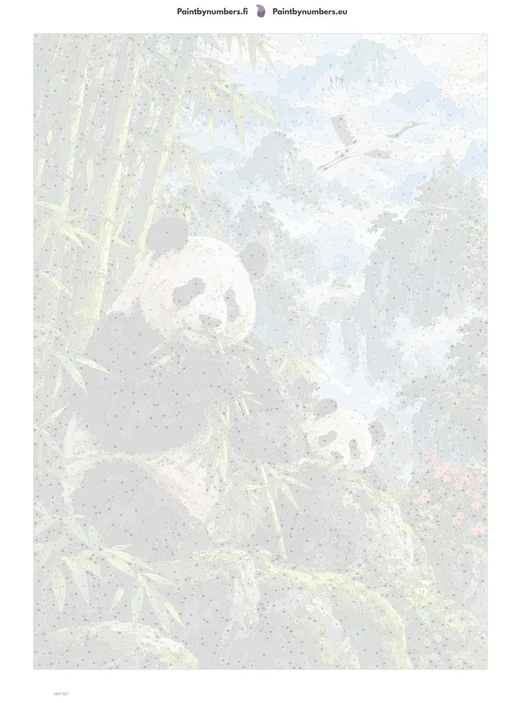 Numeromaalaus: Numeroitu kangas - Panda in the Misty Bamboo 50x70cm
