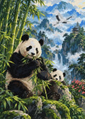 Thumbnail for Kaksi pandaa bambumetsässä vuoristomaisemassa numeromaalaus.