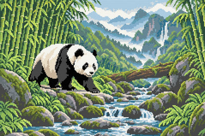 Panda Trail through the Bamboo Valley, 60x40 cm timanttimaalaus – lopullisen kuvion esikatselu