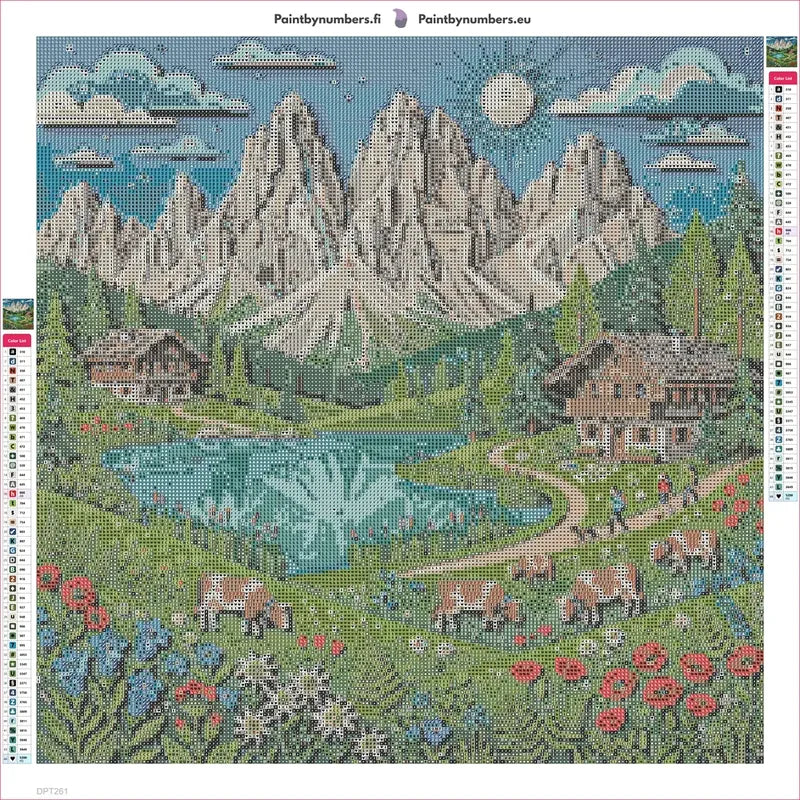 Papercut Dolomites timanttimaalauksen liimapintainen canvas 50x50cm