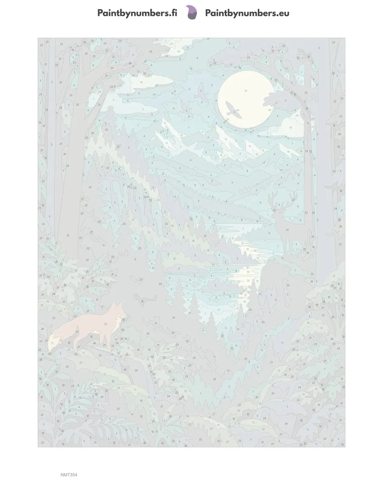 Numeromaalaus: Numeroitu kangas - Papercut Forest 30x40cm