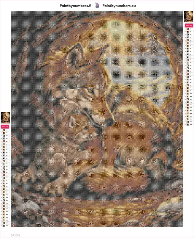 Parenting Wolves timanttimaalauksen liimapintainen canvas 40x50cm