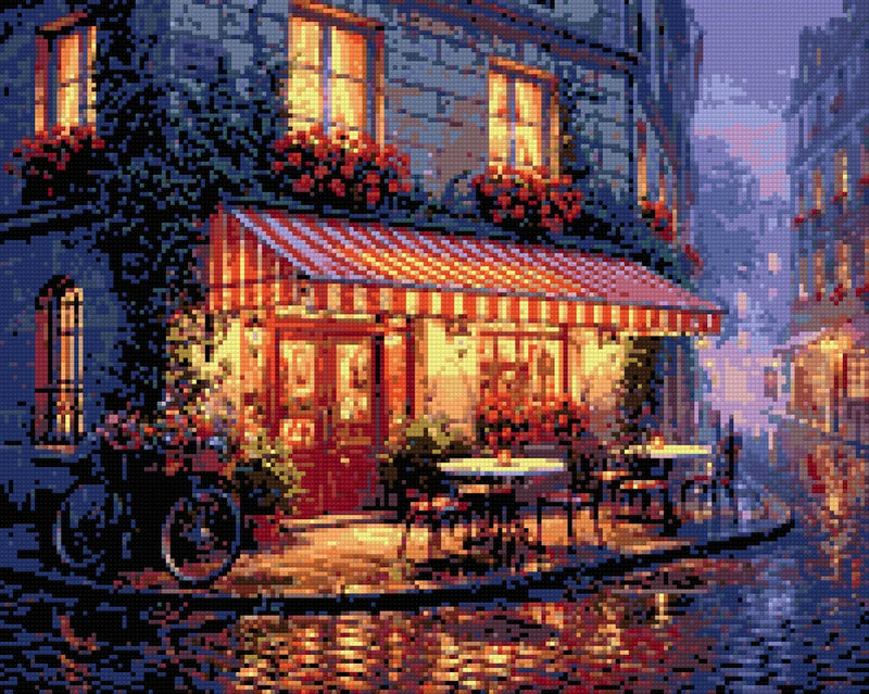 Timanttikuvio - Parisian Café at Night
