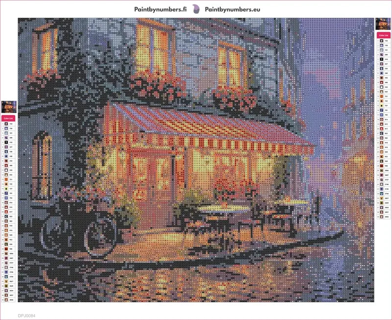 Parisian Café at Night timanttimaalauksen liimapintainen canvas 50x40cm