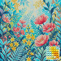 Thumbnail for Pastel Wildflower Garden, 50x50 cm timanttimaalaus – lopullisen kuvion esikatselu ja lähikuva neliönmuotoisista timanteista