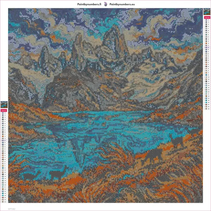 Patagonian Peaks timanttimaalauksen liimapintainen canvas 60x60cm